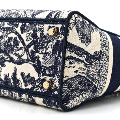 Christian Dior Canvas Toile De Jouy Embroidered Medium Lady D-Lite Navy 8 of 13