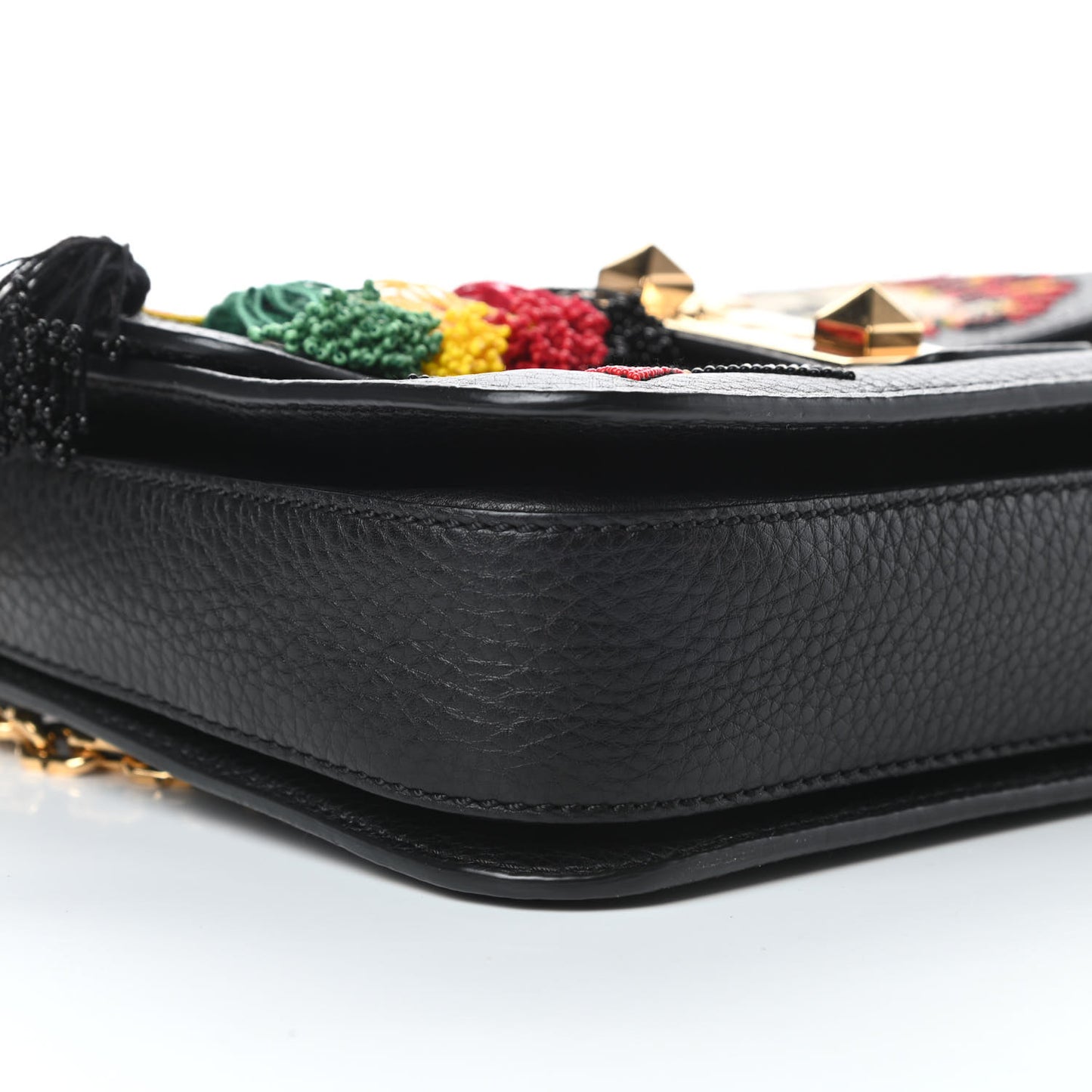 Pebbled Calfskin Jamaican Beaded B-Rockstud Shoulder Bag Black