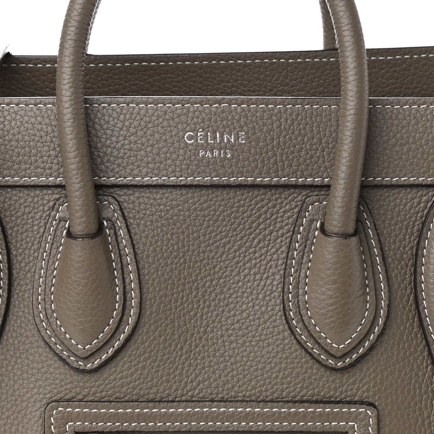 Celine Drummed Calfskin Nano Luggage Souris 7 of 9