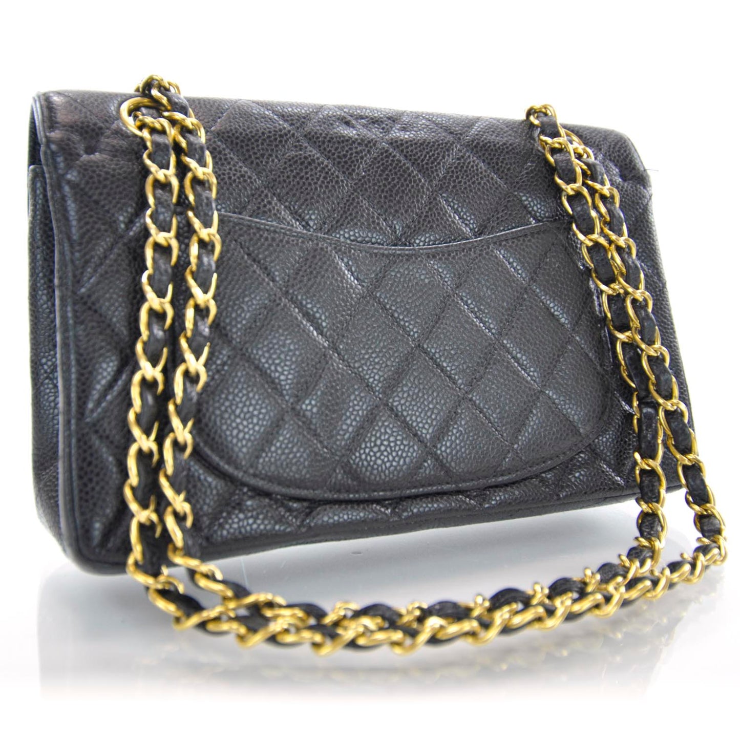 Caviar Quilted Small Double Flap Black