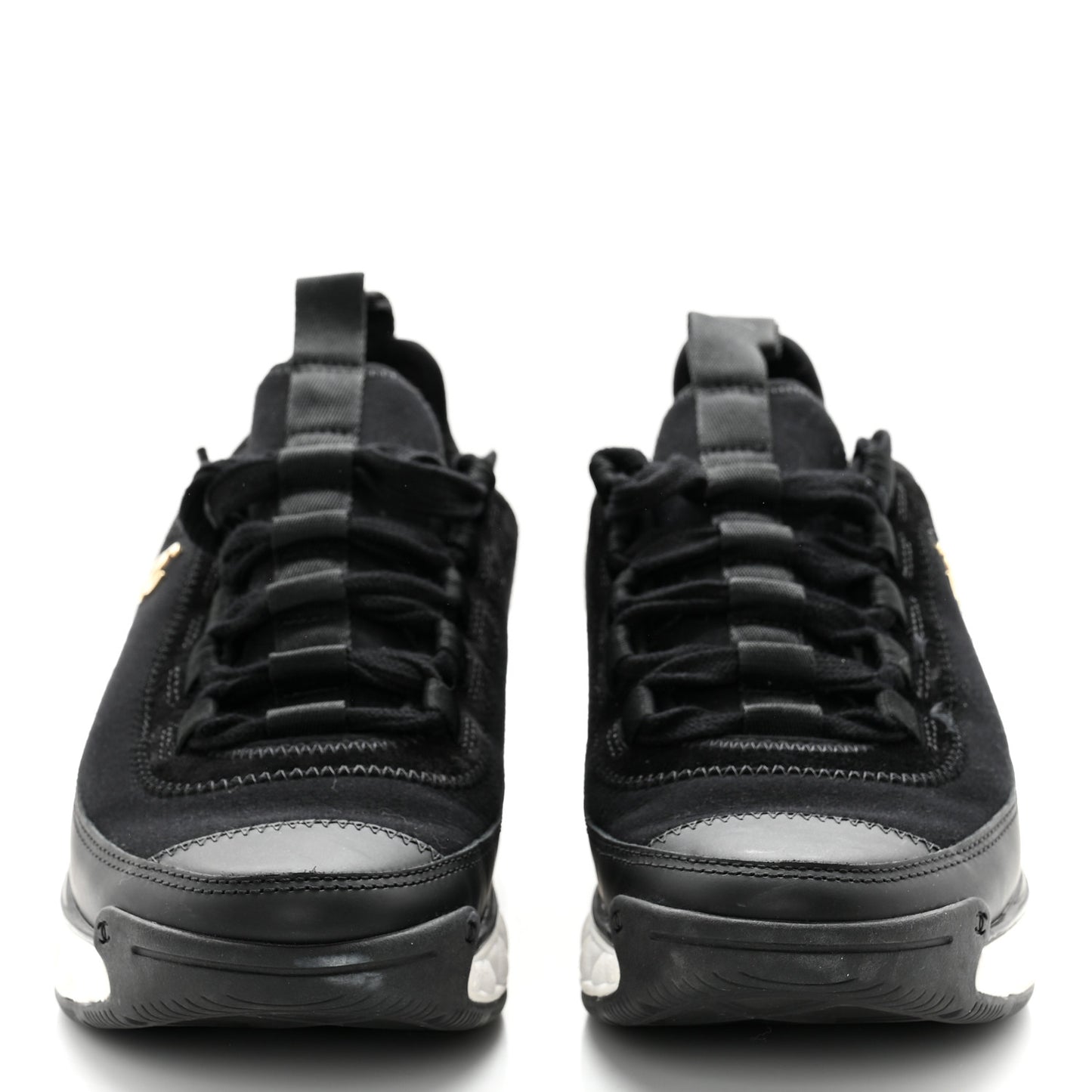 Velvet Calfskin Mixed Fibers CC Sneakers 37 Black