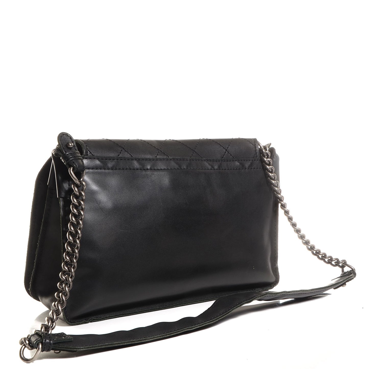 Calfskin Quilted Large Highlander Messenger Black