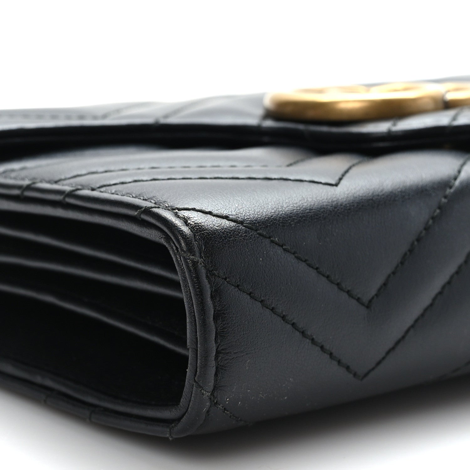 Gucci Calfskin Matelasse GG Marmont Chain Wallet Black 7 of 8