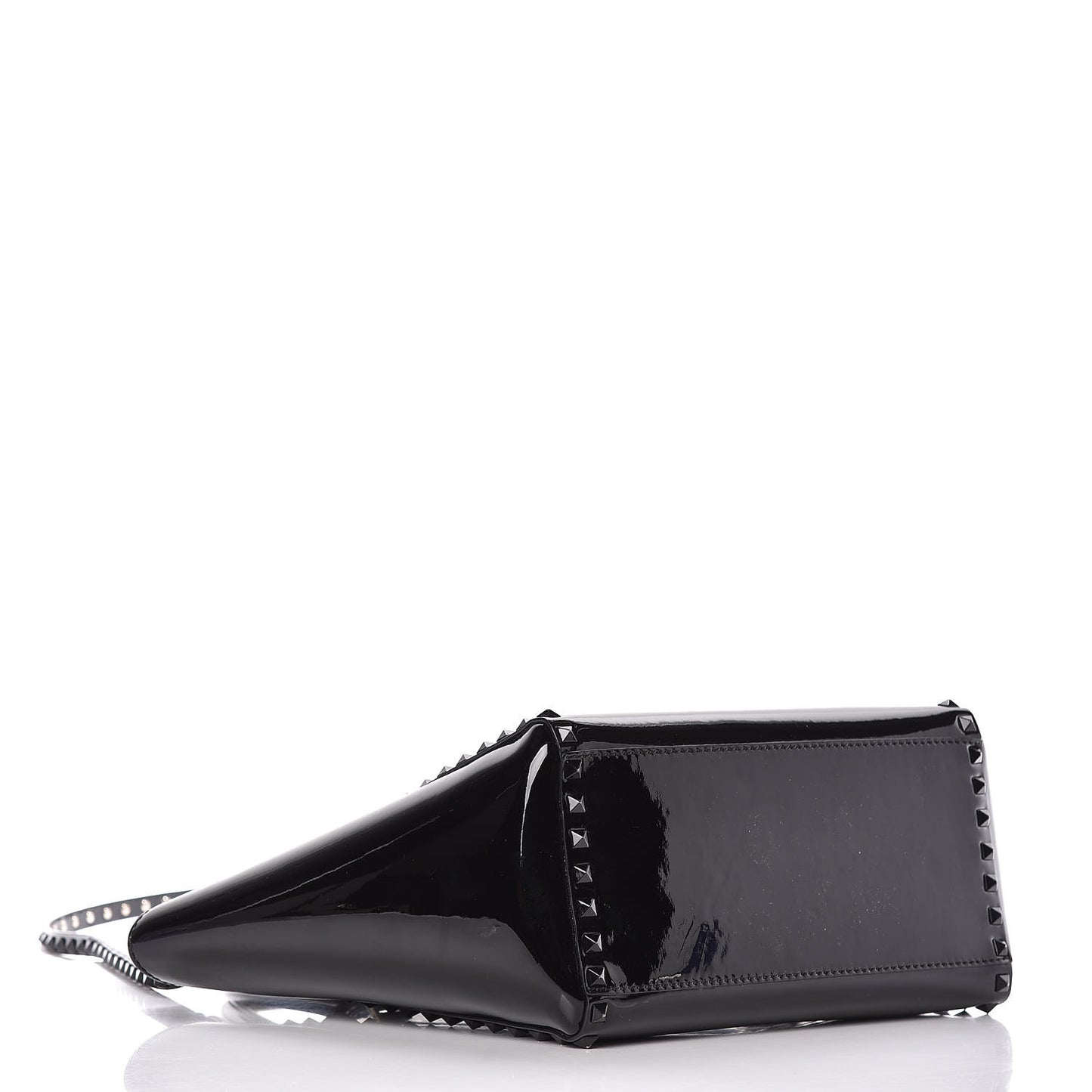 Patent Rockstud Double Handle Tote Black