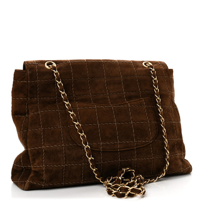 Chanel Suede Quilted Chocolate Bar Medium Single Flap Brown 3 of 14