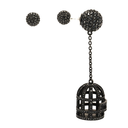 Christian Dior Crystal Mise en Dior Tribales Asymmetric Birdcage Earrings Black 1 of 5