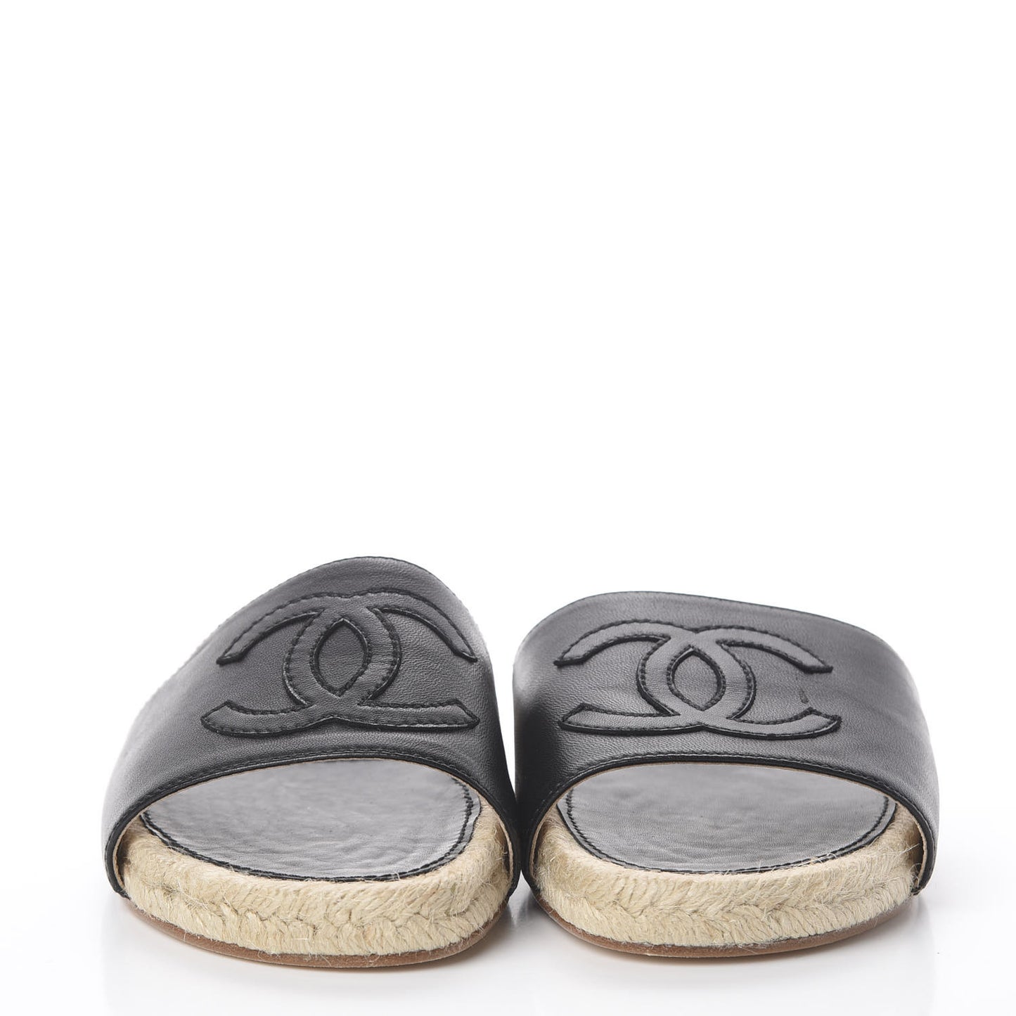Lambskin CC Espadrille Slip On Sandals 36 Black