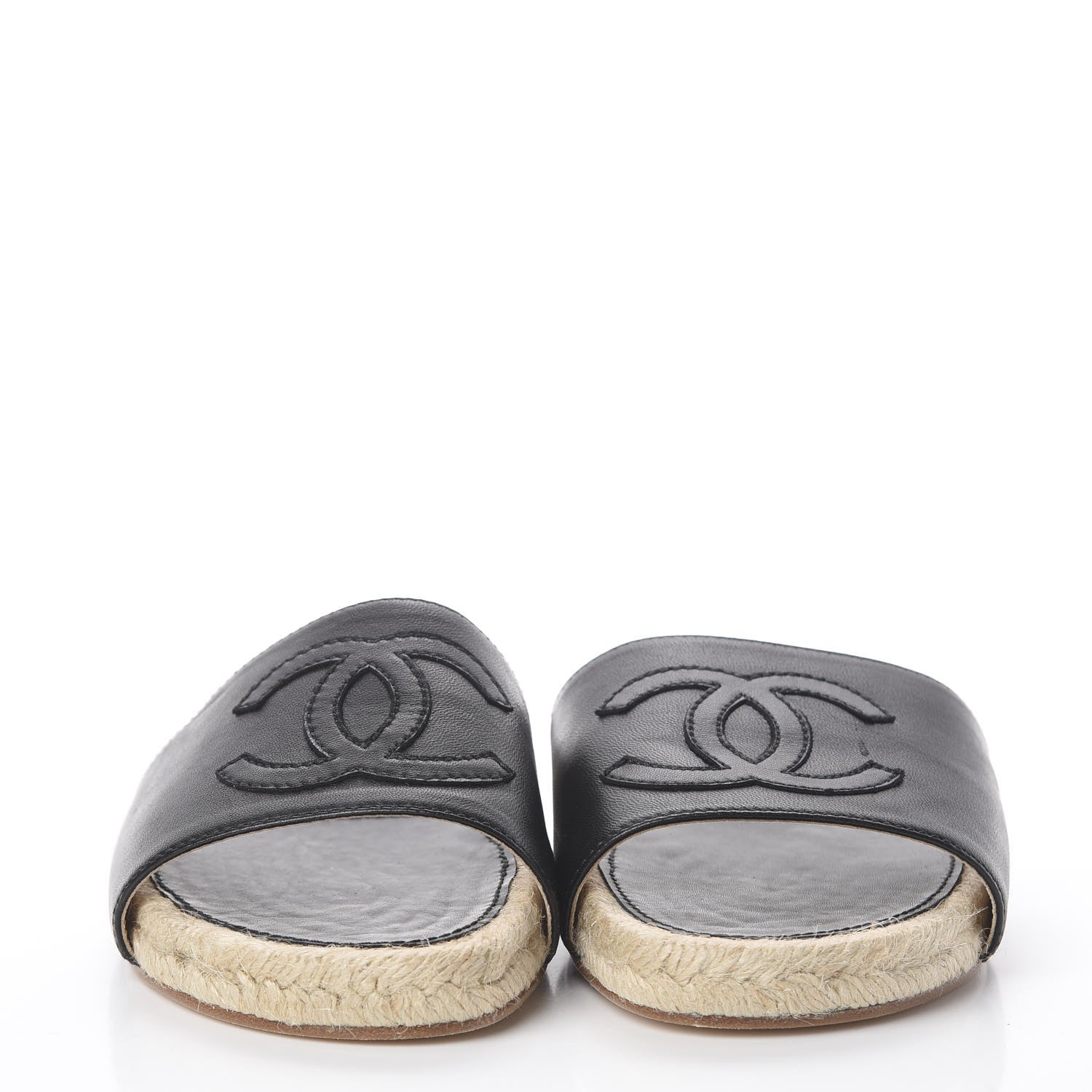 Chanel Lambskin CC Espadrille Slip On Sandals 36 Black 2 of 7