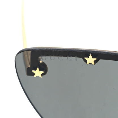 Gucci Metal Rimless Star Studded 90mm Cat Eye GG0666S Sunglasses Black Gold 7 of 7