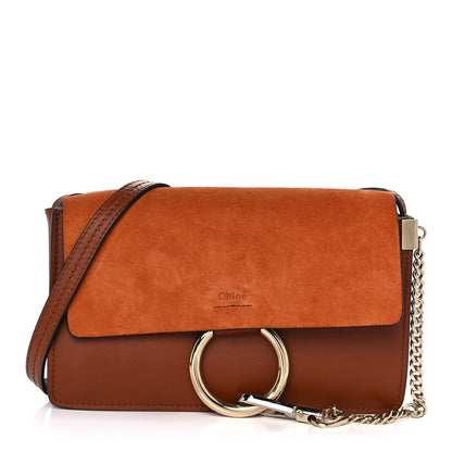 Chloe Suede Calfskin Small Faye Shoulder Bag Tobacco 1 of 10
