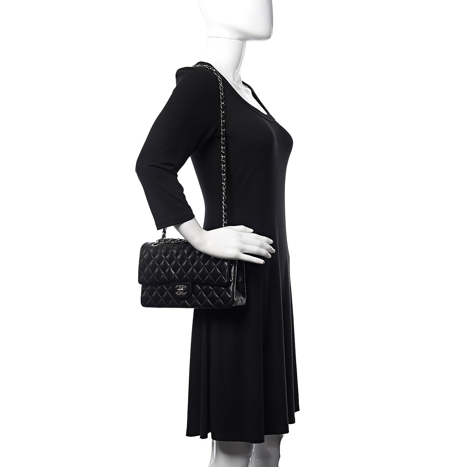 Chanel Lambskin Quilted Medium Double Flap Black 2 of 10