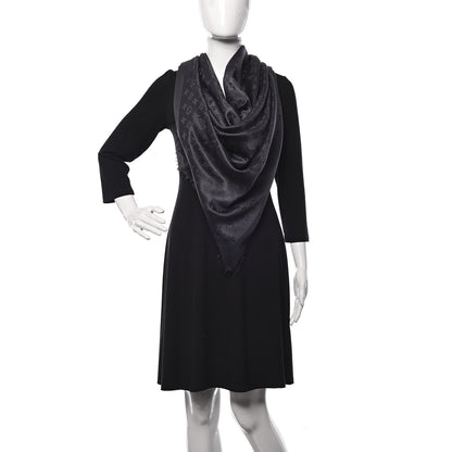 Louis Vuitton Silk Wool Monogram Shawl Charcoal Grey 2 of 7