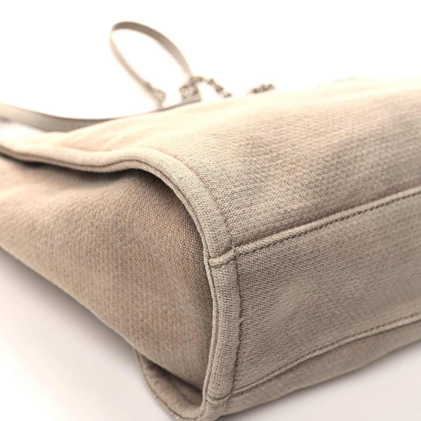 Mixed Fibers Calfskin Small Deauville Tote Beige Brown