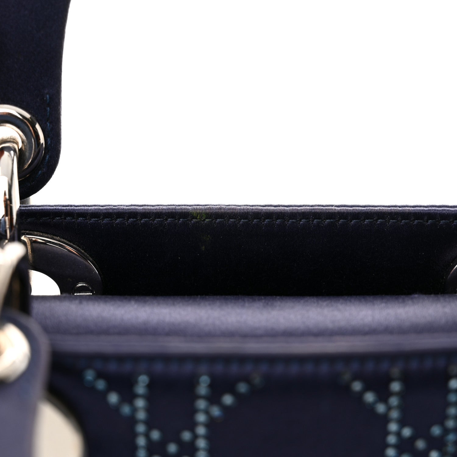 Christian Dior Satin Crystal Cannage Mini Lady Dior Navy 12 of 16