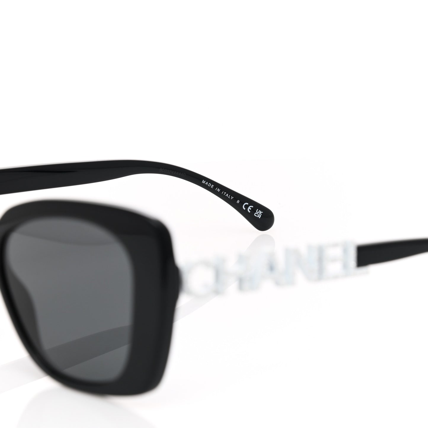 Acetate Strass Square Sunglasses 5422-B Black White