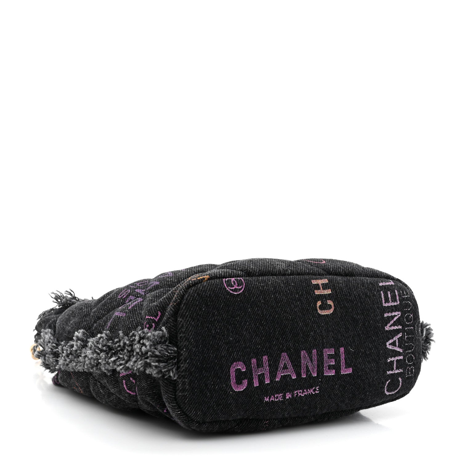 Chanel Denim Quilted Mood Small Bucket With Chain Black Multicolor 4 of 10