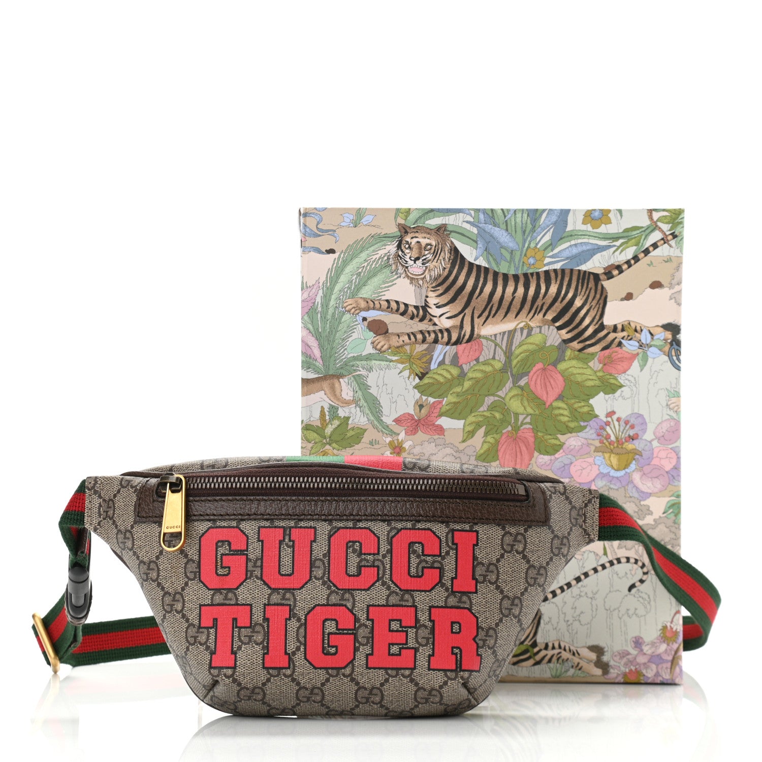 Gucci GG Supreme Monogram Textured Dollar Calfskin Gucci Tiger Belt Bag Beige Ebony Lobster Red New Shamarock New Acero 10 of 10