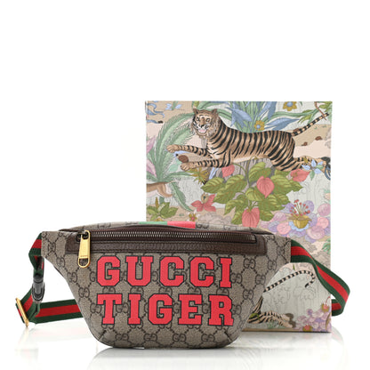 Gucci GG Supreme Monogram Textured Dollar Calfskin Gucci Tiger Belt Bag Beige Ebony Lobster Red New Shamarock New Acero 10 of 10