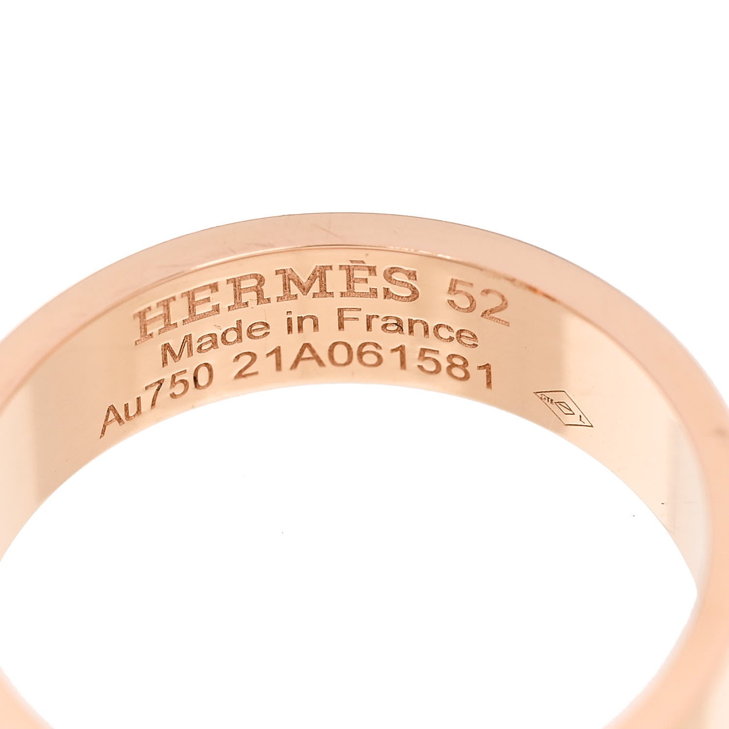 Hermes 18K Rose Gold Diamond PM Kelly Ring 52 6 4 of 5