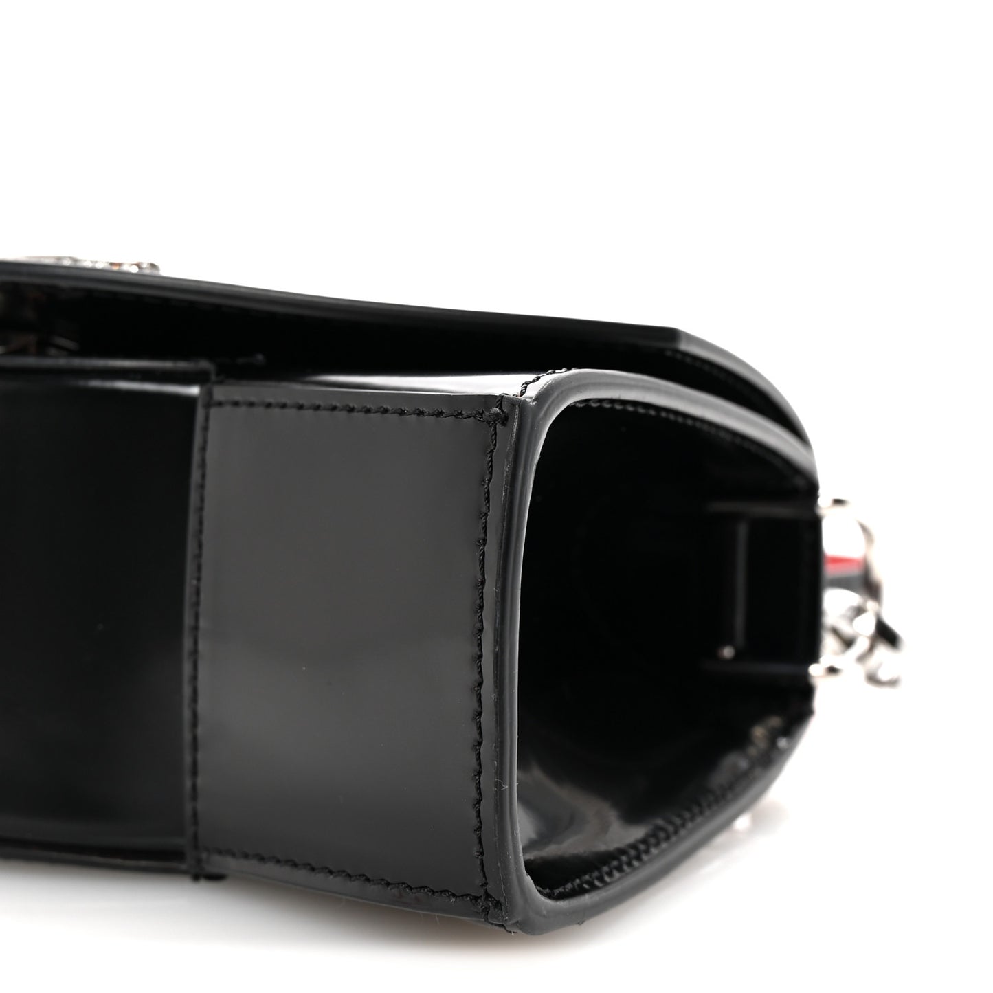 Patent Calfskin Strass Small Loubi54 Crossbody Clutch Black