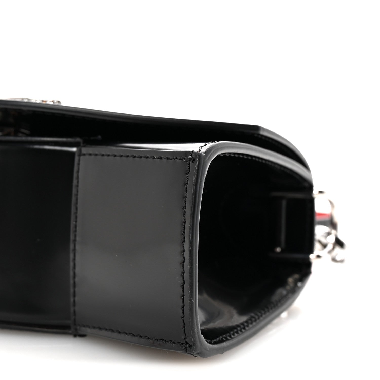 Christian Louboutin Patent Calfskin Strass Small Loubi54 Crossbody Clutch Black 9 of 9