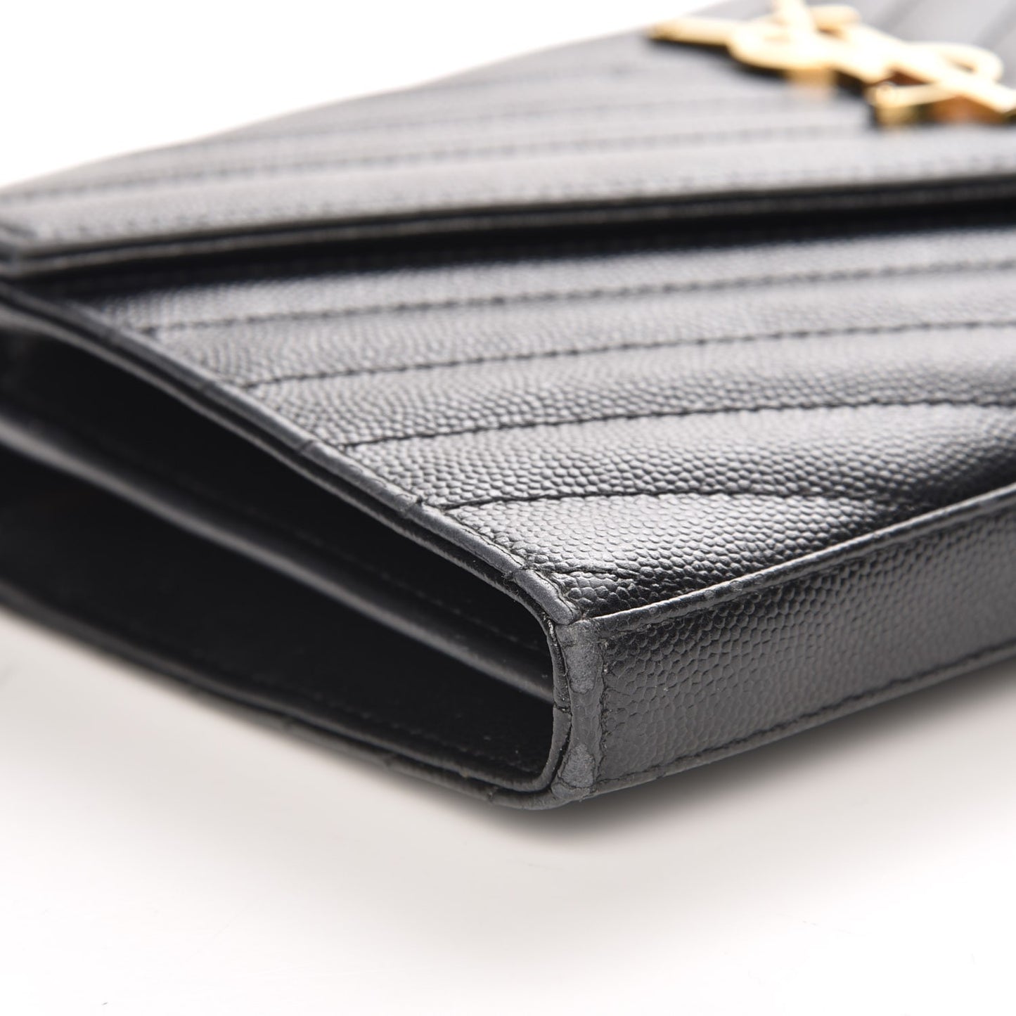 Grain De Poudre Matelasse Chevron Monogram Chain Wallet Black