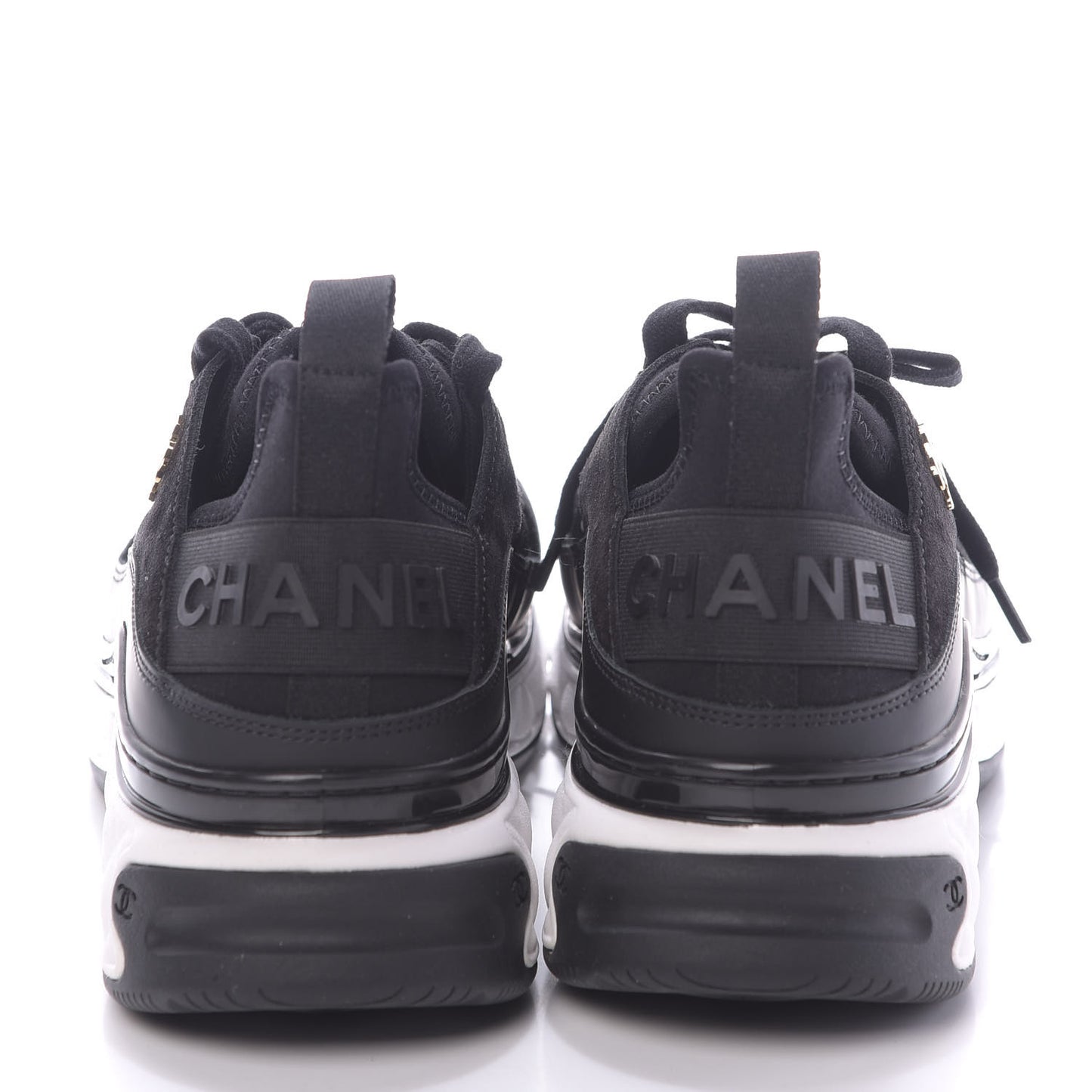 Fabric Calfskin Suede CC Sneakers 37.5 Black