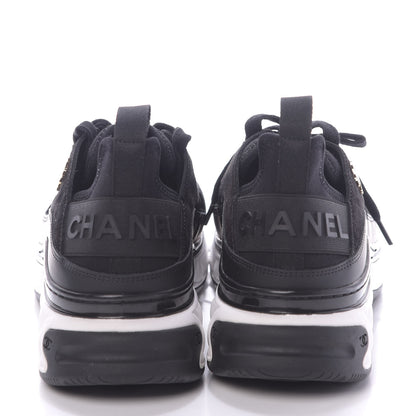 Chanel Fabric Calfskin Suede CC Sneakers 37.5 Black 7 of 9