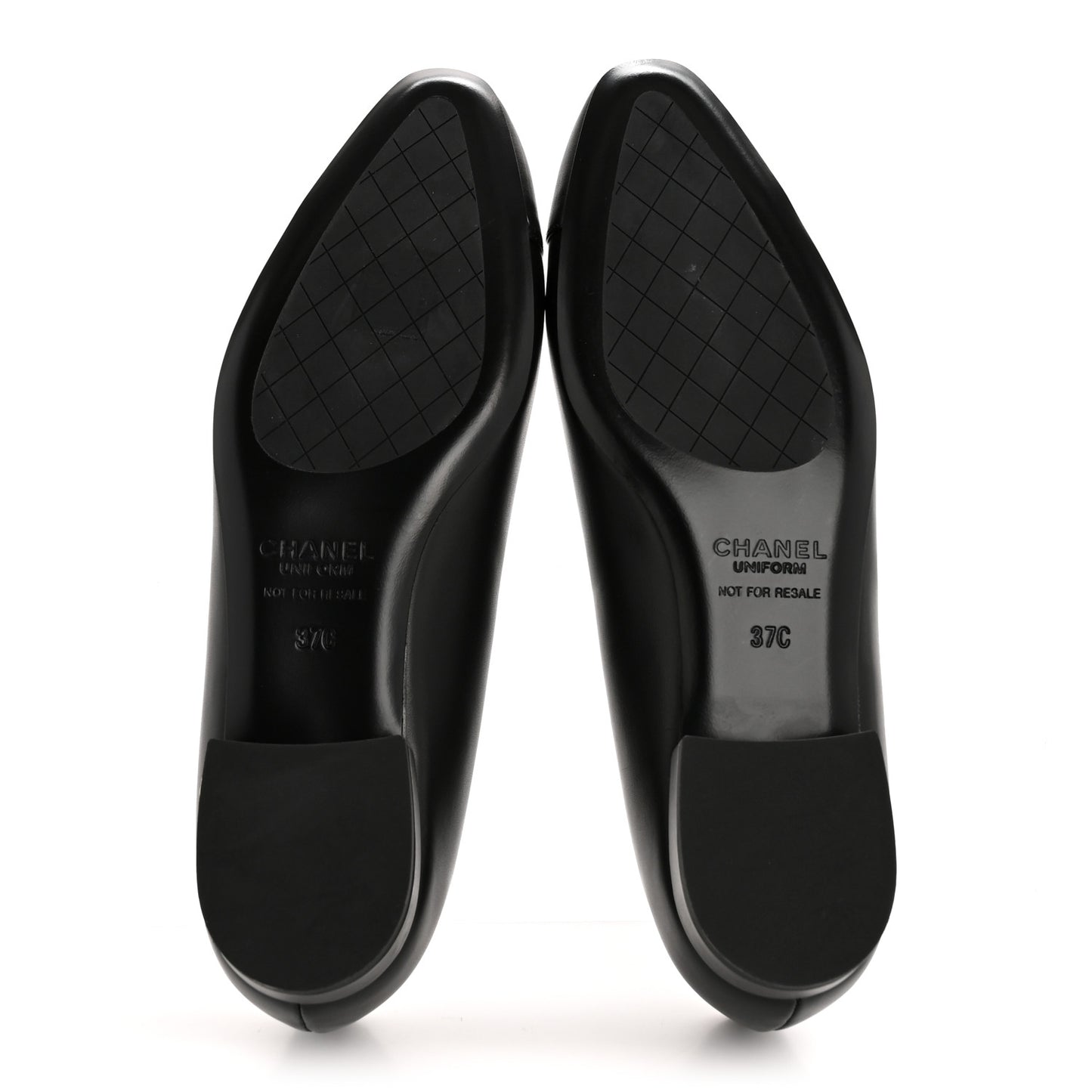 Lambskin Cap Toe CC Uniform Ballerina Flats 37 Black
