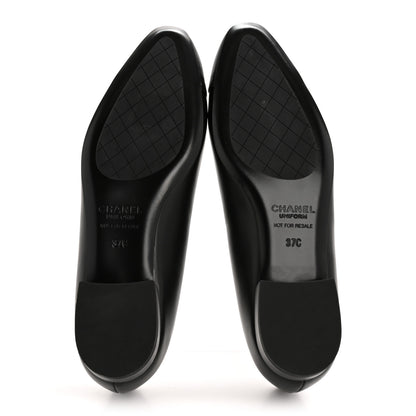 Chanel Lambskin Cap Toe CC Uniform Ballerina Flats 37 Black 6 of 10
