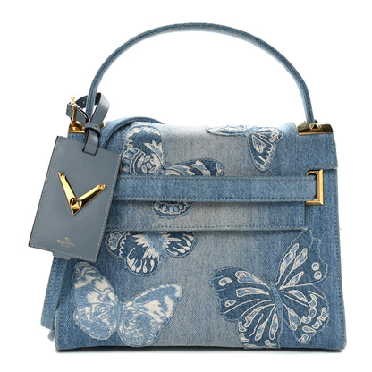 Valentino Garavani Denim Butterfly Small My Rockstud Frame Bag Light Denim 1 of 14