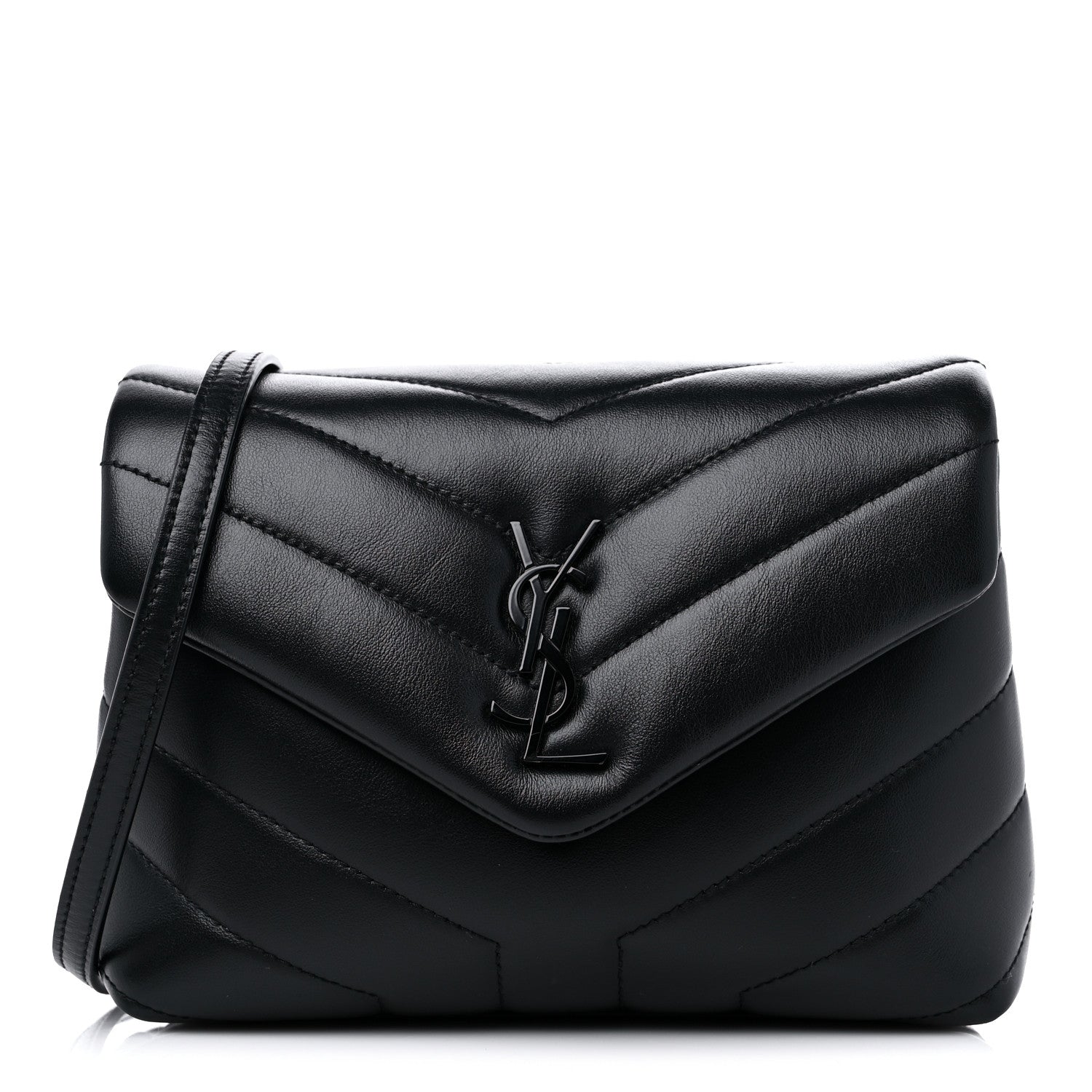 Saint Laurent Calfskin Y Quilted Monogram Monochrome Toy Loulou Crossbody Bag Black 1 of 10