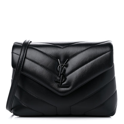 Saint Laurent Calfskin Y Quilted Monogram Monochrome Toy Loulou Crossbody Bag Black 1 of 10
