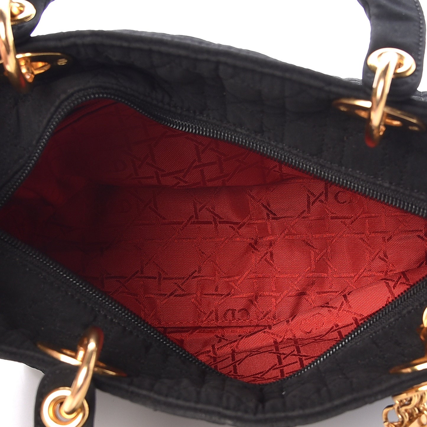 Nylon Cannage Medium Lady Dior Black