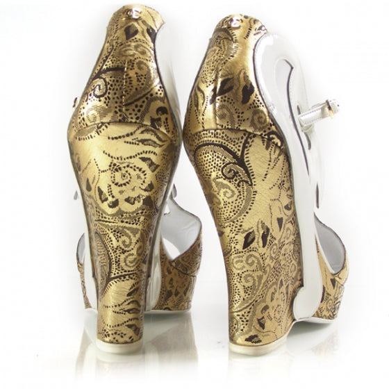 Chanel Patent Paris Moscou Brocade Wedges 39 3 of 7