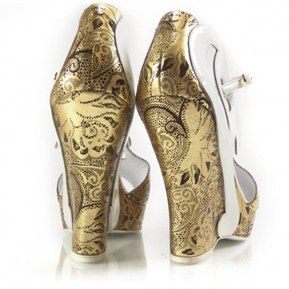 Chanel Patent Paris Moscou Brocade Wedges 39 3 of 7