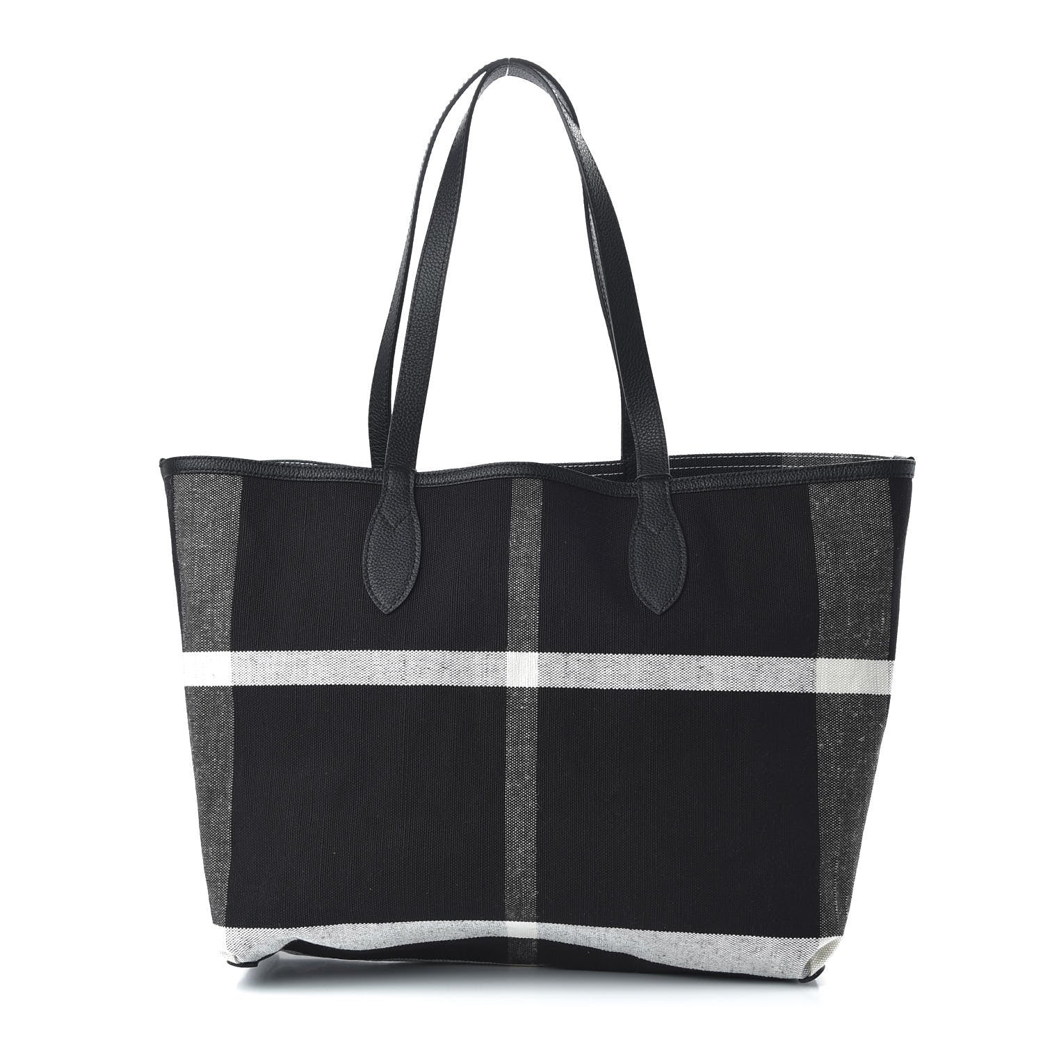 Burberry Coated Canvas Mega Check Medium Doodle Tote Black White 10 of 16