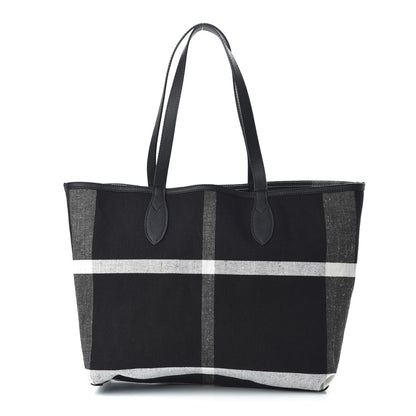 Burberry Coated Canvas Mega Check Medium Doodle Tote Black White 10 of 16