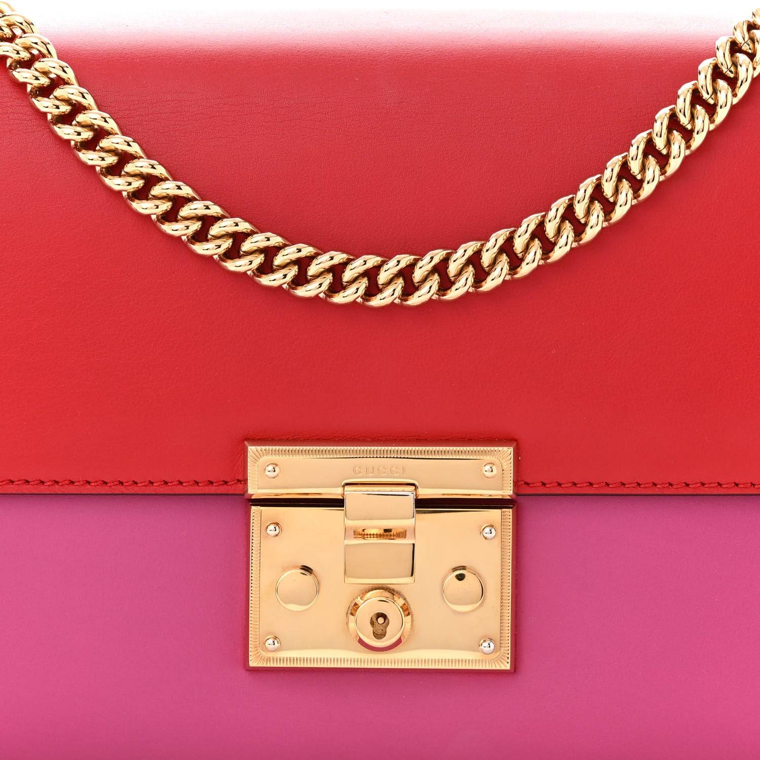 Gucci Moon Calfskin Bi-Color Medium Padlock Shoulder Bag New Rosette Hibiscus Red 8 of 10