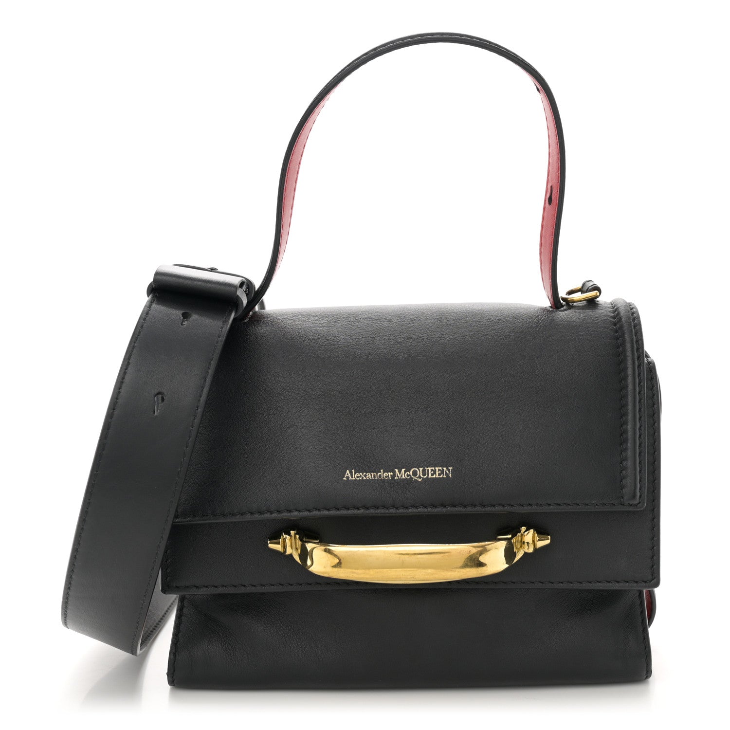 Alexander McQueen Calfskin The Small Story Bag Black Red 1 of 9