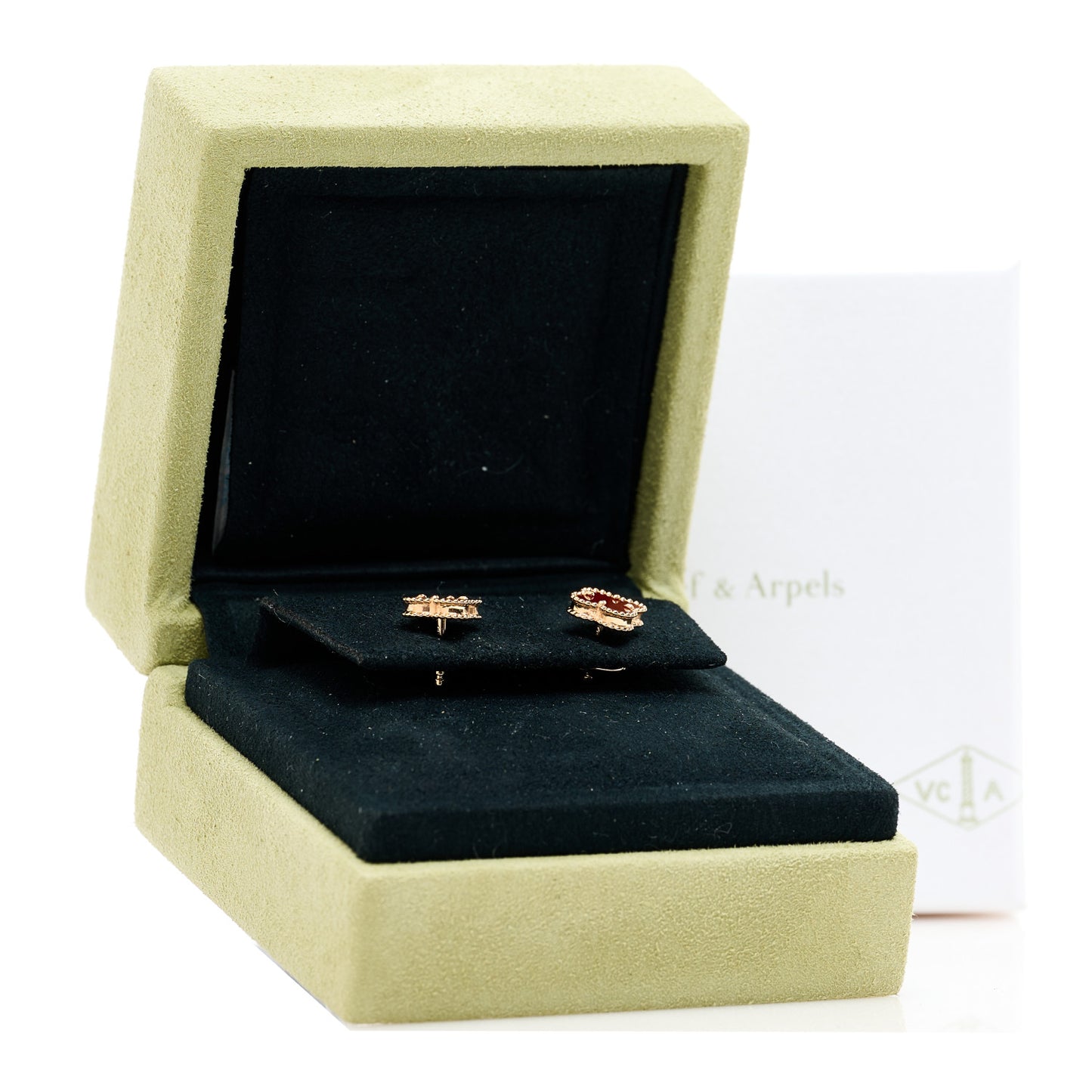 18K Rose Gold Carnelian Sweet Alhambra Earrings