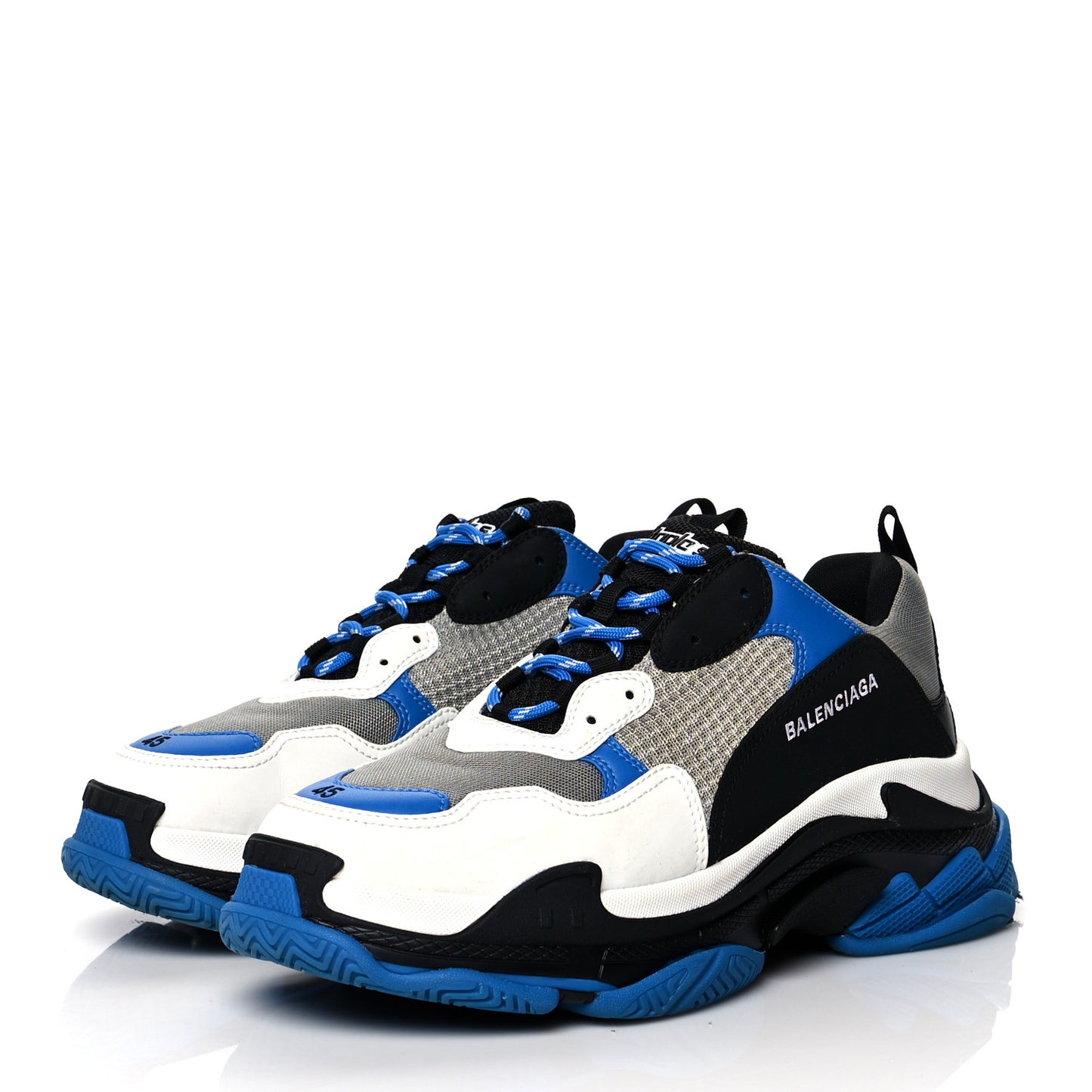 Fabric Mesh Mens Triple S Sneakers 45 Blue Grey Black