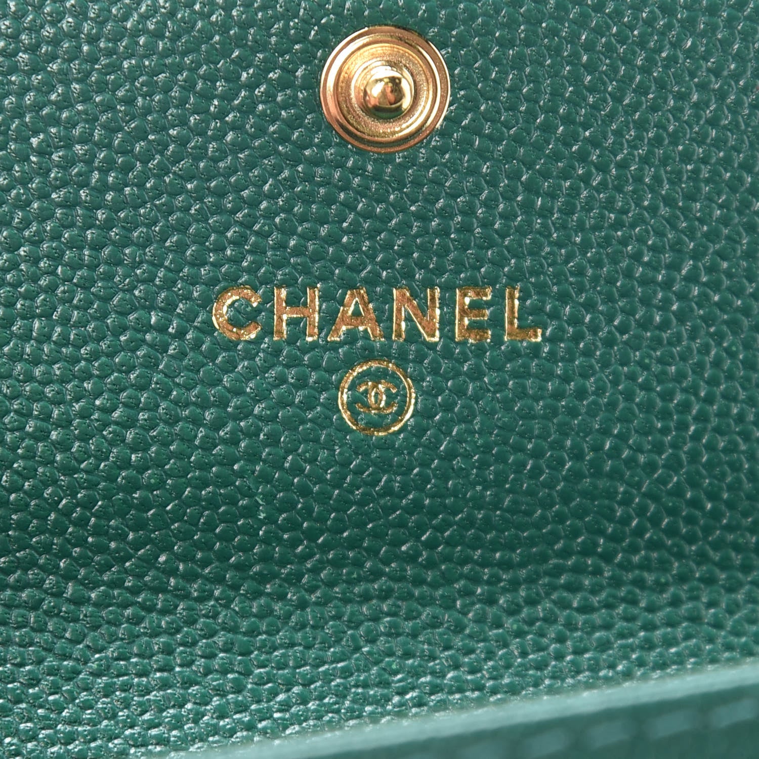 Chanel Caviar Quilted Boy Card Holder Wallet Green 6 of 9