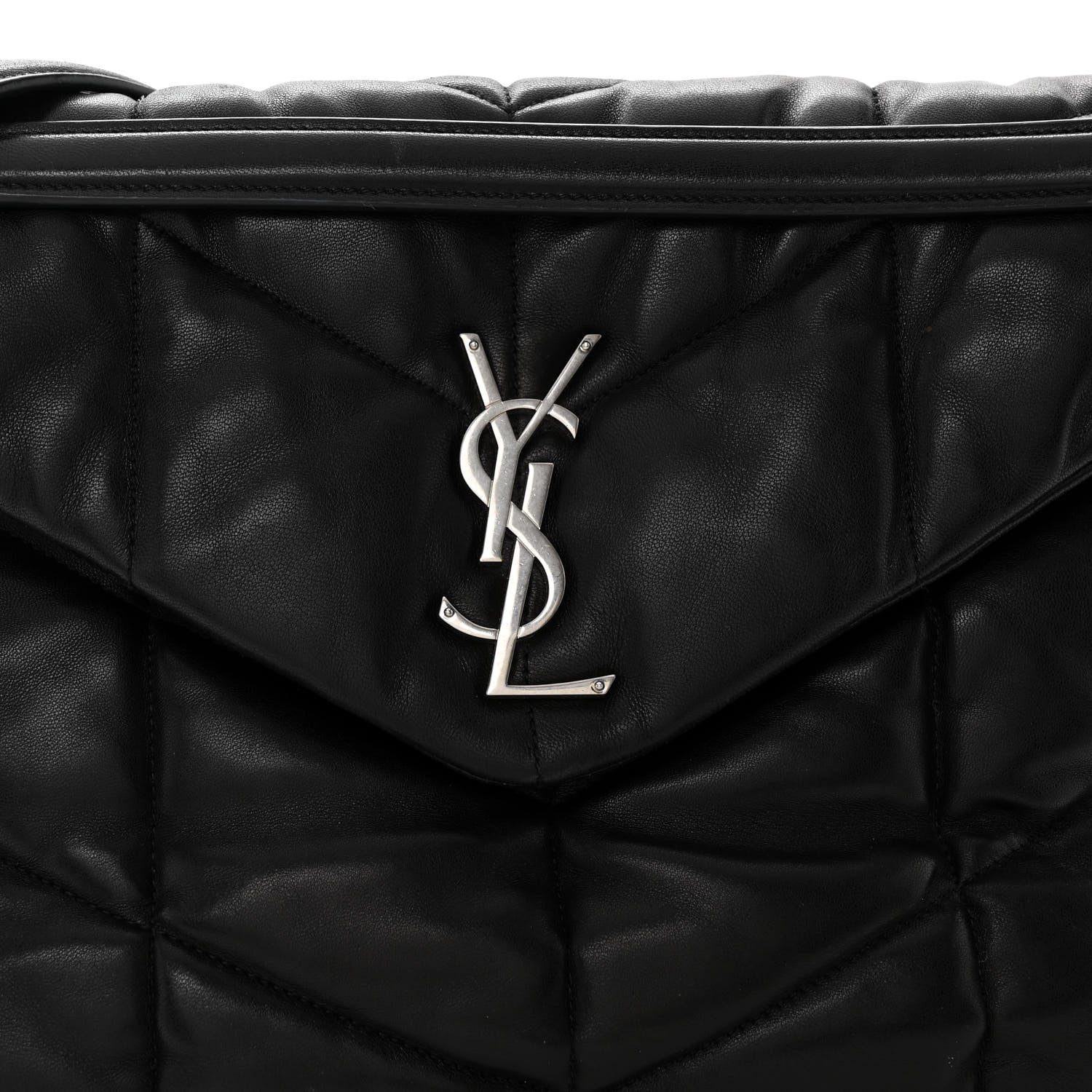 Saint Laurent Lambskin Quilted Medium Loulou Puffer Monogram Chain Satchel Black 7 of 10