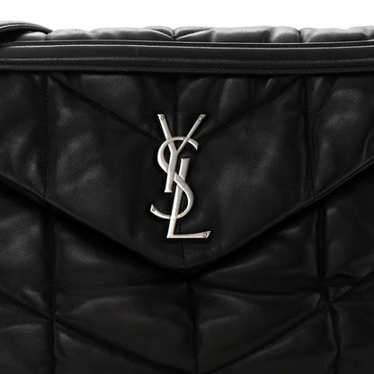 Saint Laurent Lambskin Quilted Medium Loulou Puffer Monogram Chain Satchel Black 7 of 10