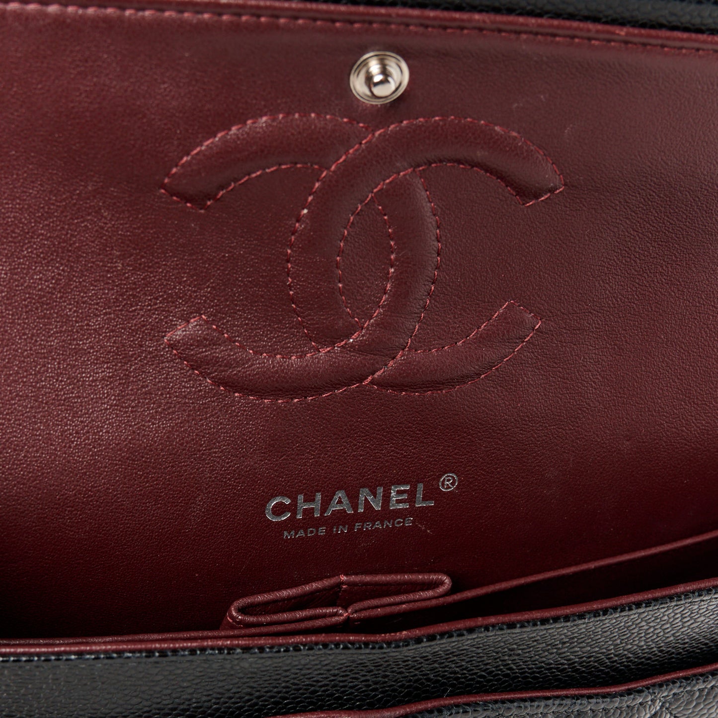 Caviar Quilted Medium Double Flap Black