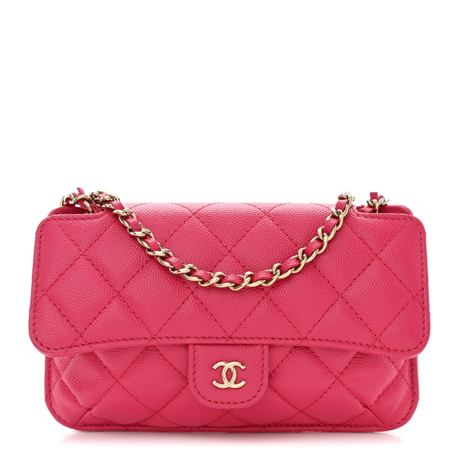 Chanel Caviar Fabric Quilted Foldable Tote With Chain Pink Multicolor 1 of 18