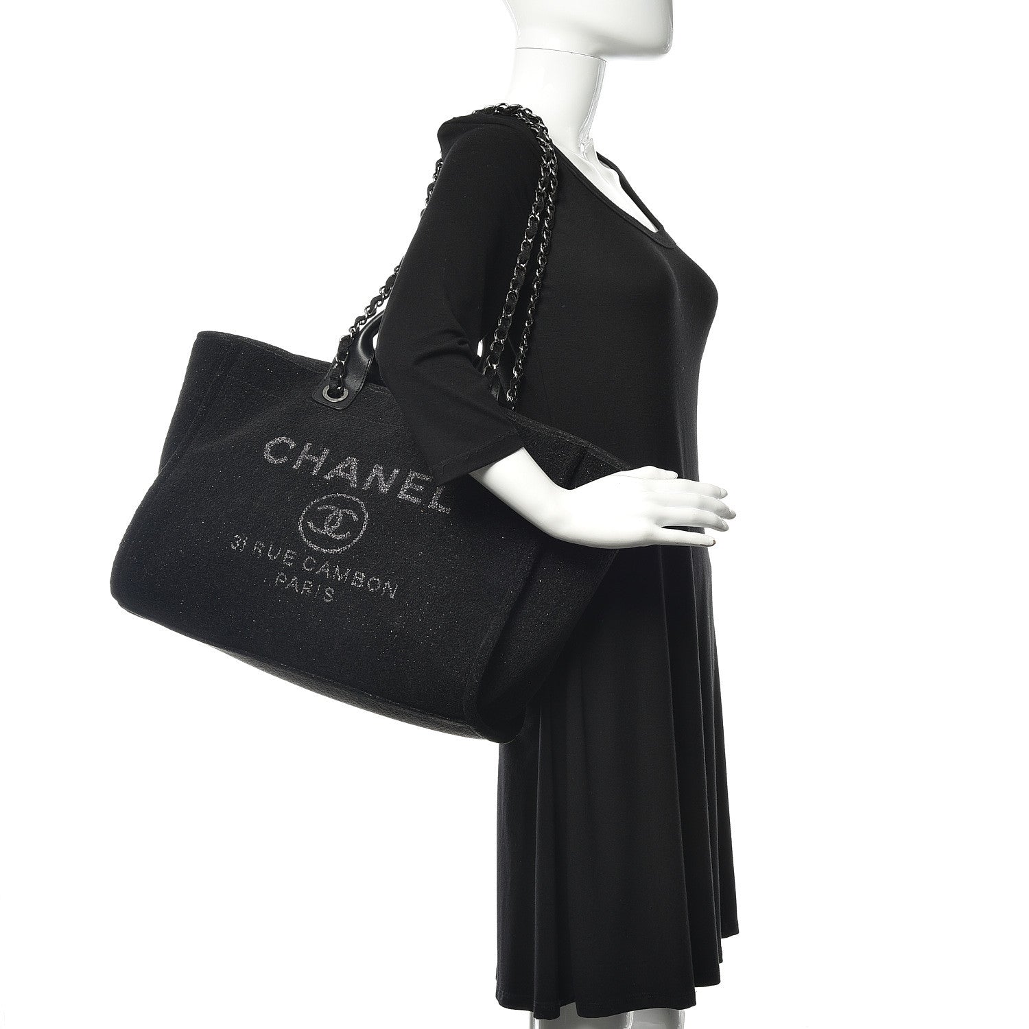 Chanel Lurex Boucle Medium Deauville Tote Black 2 of 11