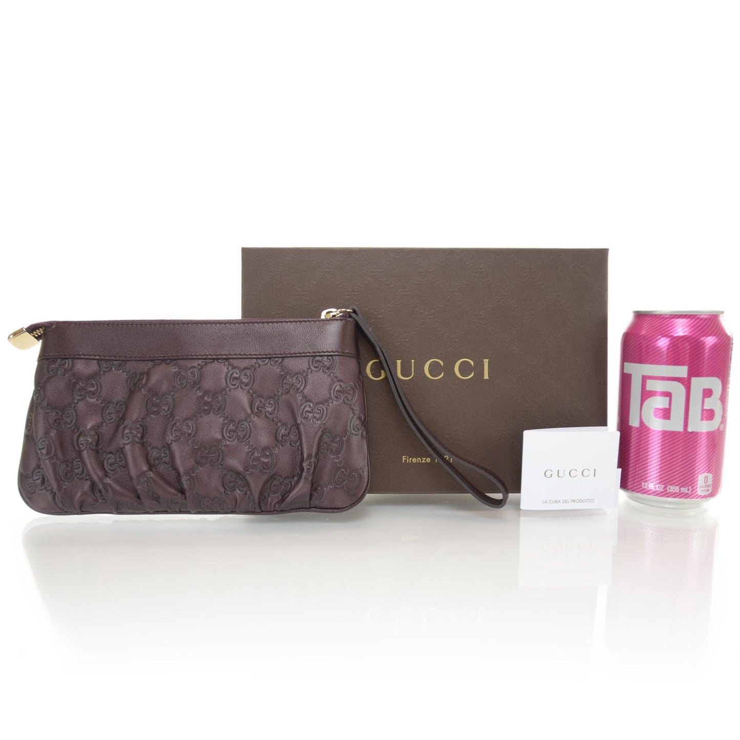 Guccissima D Gold Wristlet Bordeaux