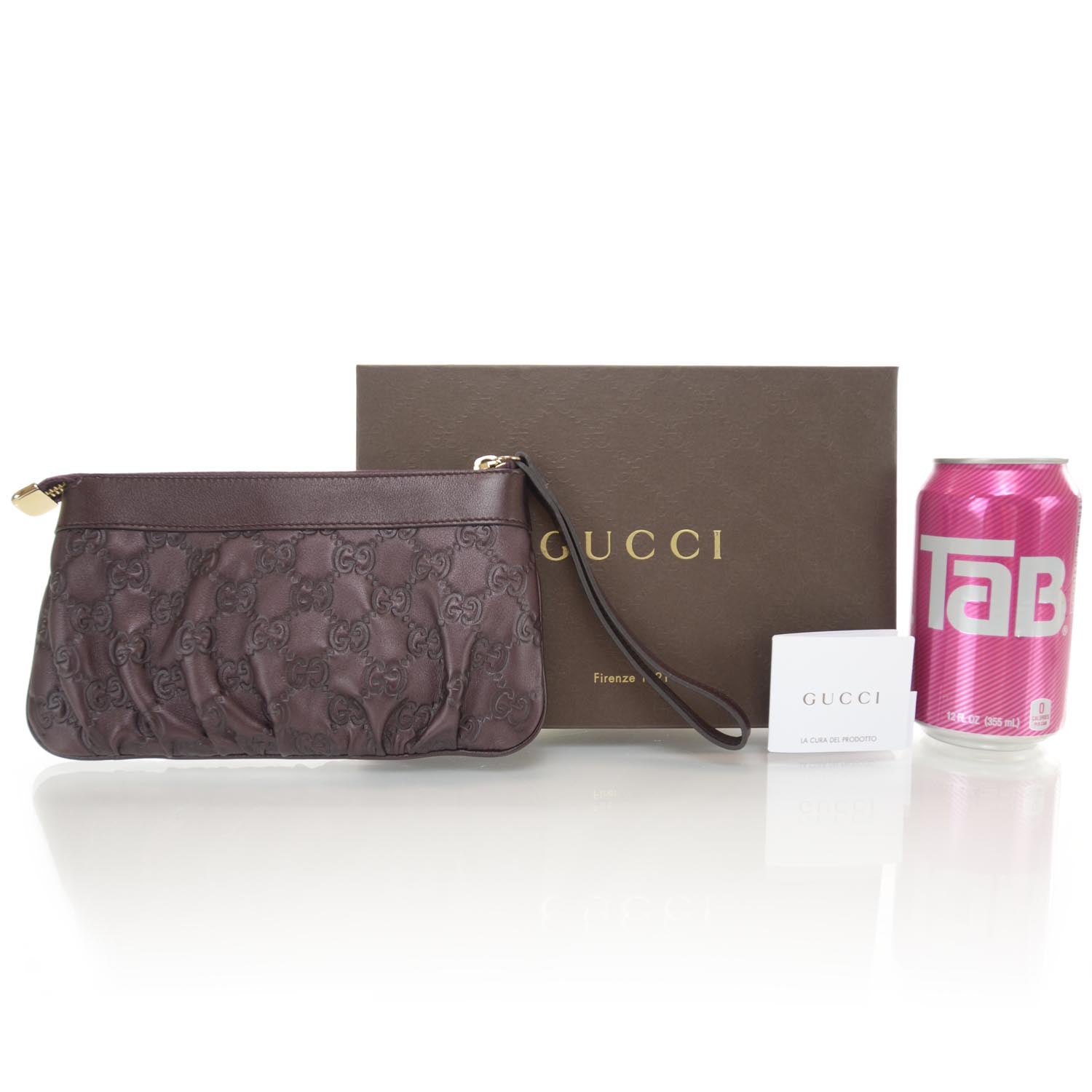 Gucci Guccissima D Gold Wristlet Bordeaux 2 of 8